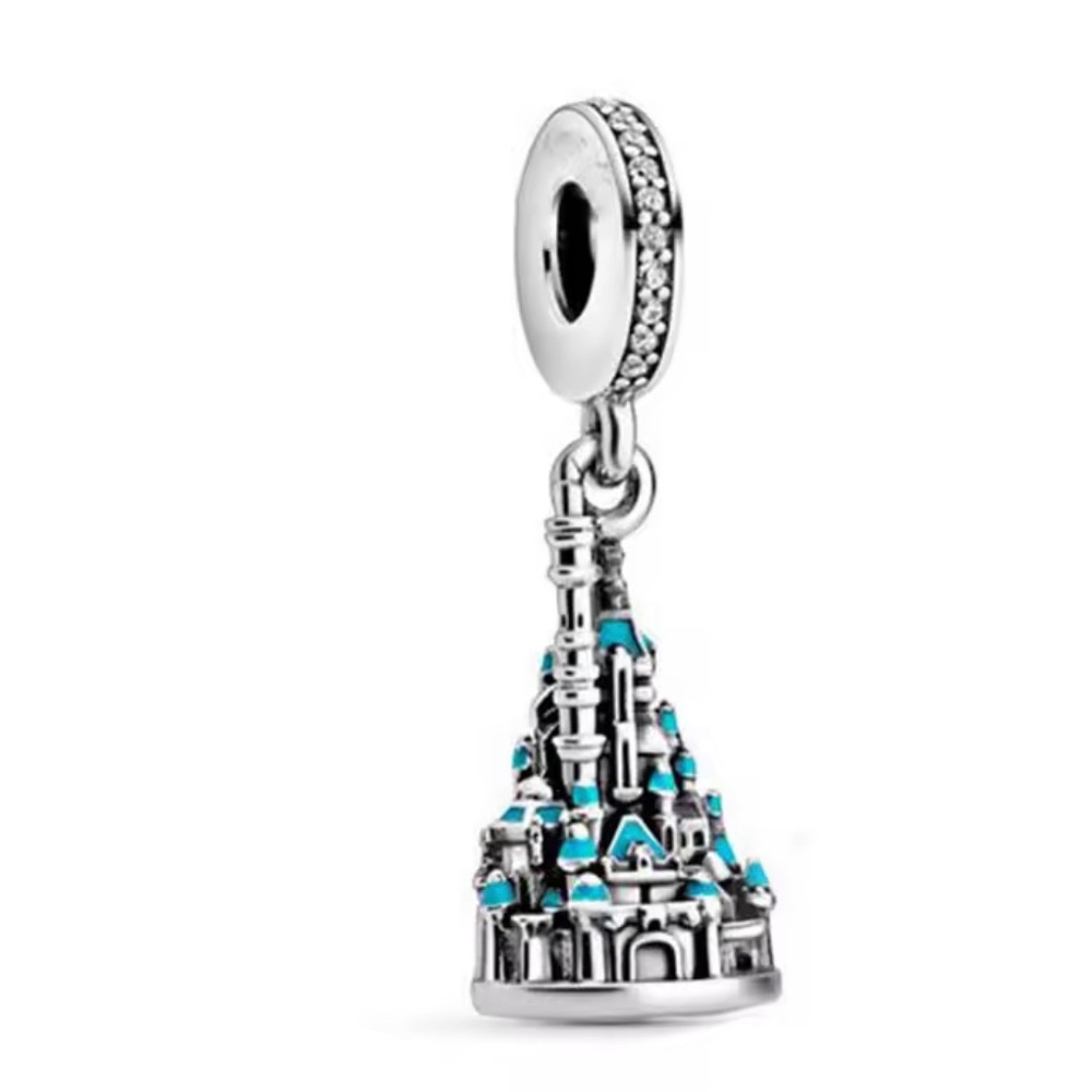 Silver and Blue Castle Charm